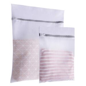 2pcs, premium fine mesh laundry bags (1l+1m). to prevent wrinkling, tweaking, twine, reduce abrasion, protect delicates, store and pack luggage. for underwear, bra, pantyhose, socks machine wash.