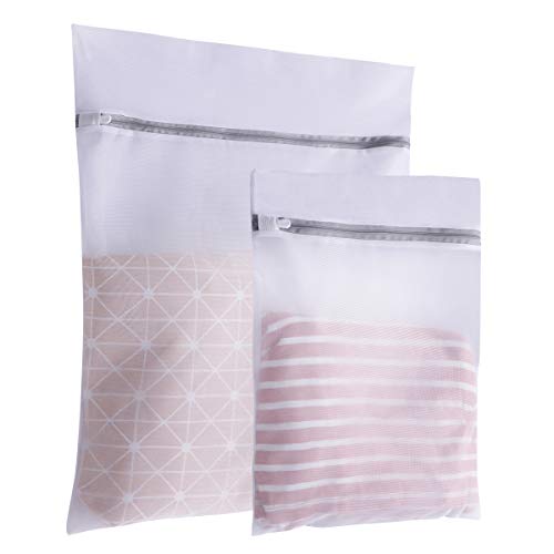 2PCS, Premium Fine Mesh Laundry Bags (1L+1M). To Prevent Wrinkling, Tweaking, Twine, Reduce Abrasion, Protect Delicates, Store and Pack Luggage. For Underwear, Bra, Pantyhose, Socks Machine Wash.