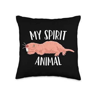 nadia's naked mole rat themed gifts my spirit animal-naked mole rat throw pillow, 16x16, multicolor