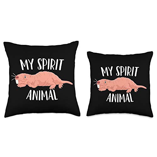 Nadia's Naked Mole Rat Themed Gifts My Spirit Animal-Naked Mole Rat Throw Pillow, 16x16, Multicolor