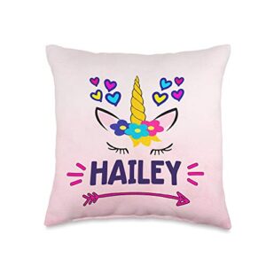 haileys closet hailey flower crown arrow hearts stars unicorn throw pillow, 16x16, multicolor