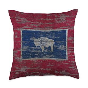 state flaggrips wyoming flag weathered throw pillow, 18x18, multicolor