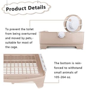 PINVNBY Large Rabbit Litter Box Corner Toilet Box Bigger Pan Pet Potty Trainer with Drawer for Adult Bunny Guinea Pig Chinchilla Ferret Galesaur Hedgehog Small Animals(Brown)