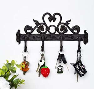 livale key holder for wall decorative - vintage key hangers for wall key rack with 4 hooks for car keys, dog leash in entryway, front door or kitchen
