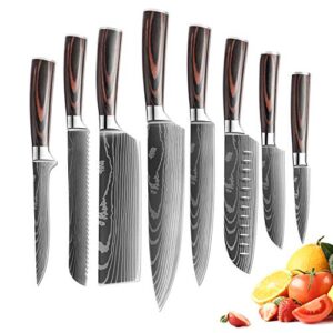 xituo kitchen chef knife set,8 piece high carbon stainless steel knives pakkawood handle, ultra sharp cooking knife with knife sheath & gift box (8pcs chef knife set)