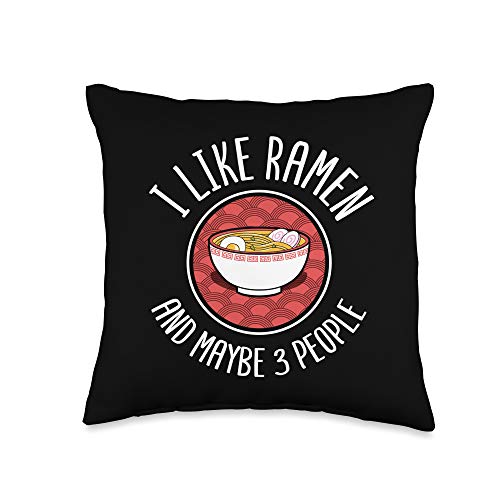 Kawaii Anime Ramen Lover Store Co. I Like Ramen & Maybe 3 People Japanese Noodles Anime Lover Throw Pillow, 16x16, Multicolor