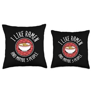 Kawaii Anime Ramen Lover Store Co. I Like Ramen & Maybe 3 People Japanese Noodles Anime Lover Throw Pillow, 16x16, Multicolor