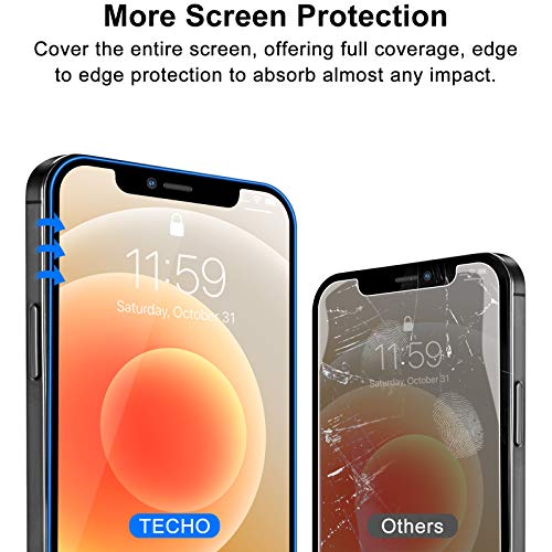 TECHO Privacy Screen Protector Compatible with iPhone 12 Pro Max Anti Spy Tempered Glass Film (Edge to Edge Full Coverage) (Case Friendly) (2 PACK) (6.7 inch)