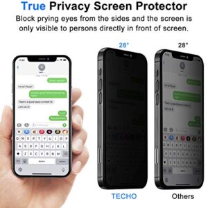 TECHO Privacy Screen Protector Compatible with iPhone 12 Pro Max Anti Spy Tempered Glass Film (Edge to Edge Full Coverage) (Case Friendly) (2 PACK) (6.7 inch)