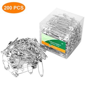 Large Safety Pins 2.2 inches (56mm), Size 4, 200 pcs, Nickel - Plated Steel (200)