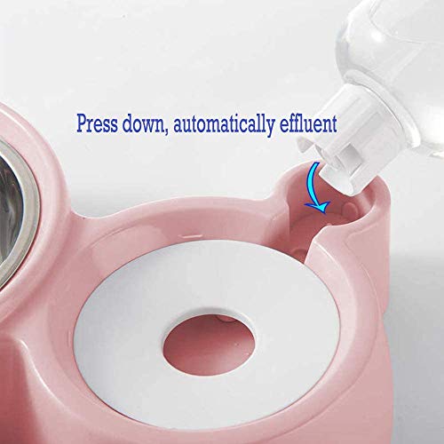 Ycxbox Dog Cat Double Bowls Automatic Pet Food Feeder and Water Dispenser, with Automatic Water Bottle for Small Large Dog Pets Puppy Kitten Rabbit (Pink)