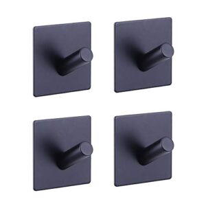 kimzcn towel hook/adhesive hooks - wall hooks for coat/robe/towels stick on bathroom/kitchen, stainless steel 4-packs
