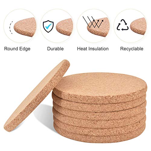 Round Cork Coasters- Premium Quality for Drinks - 10 Set 1/4 INCH Thick with Metal Holder, Absorbent, Natural, Reusable, Recyclable Plus Bonus URBAN UNLIMITED Bottle Opener