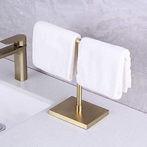 kimzcn Modern Free Standing Countertop Towel Ring SUS 304 Stainless Steel Hand Towel Holder Tree Rack Brushed PVD Zirconium Gold