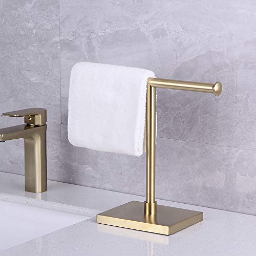 kimzcn Modern Free Standing Countertop Towel Ring SUS 304 Stainless Steel Hand Towel Holder Tree Rack Brushed PVD Zirconium Gold