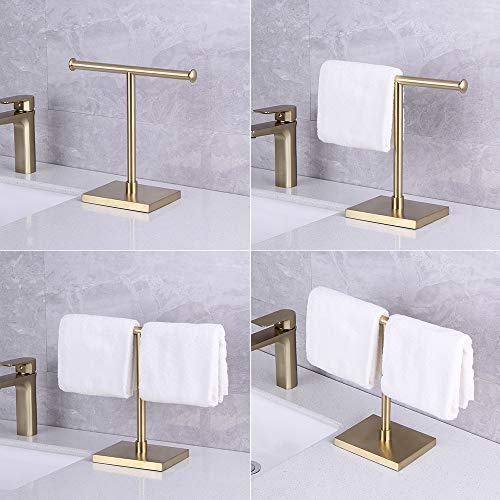 kimzcn Modern Free Standing Countertop Towel Ring SUS 304 Stainless Steel Hand Towel Holder Tree Rack Brushed PVD Zirconium Gold