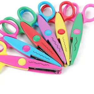 decorative paper edge scissor set –5'' colorful paper edger scissors great for kids, teachers, crafts, scrapbooking, diy projects and kids crafts, set of 6 (5inch)