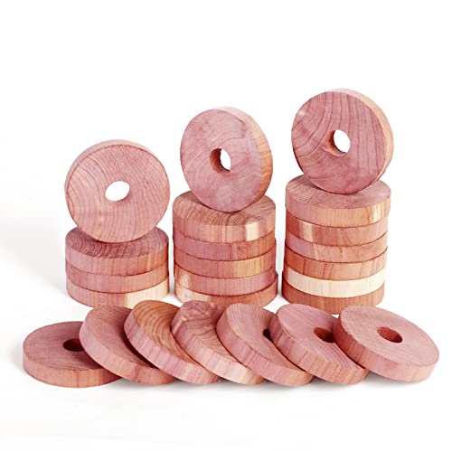 GOGOUP Cedar Rings for Hangers, Cedar Blocks for Clothes Storage 100% Natural Aromatic Cedar Wood for Closets and Drawers 24-Pack