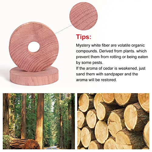 GOGOUP Cedar Rings for Hangers, Cedar Blocks for Clothes Storage 100% Natural Aromatic Cedar Wood for Closets and Drawers 24-Pack