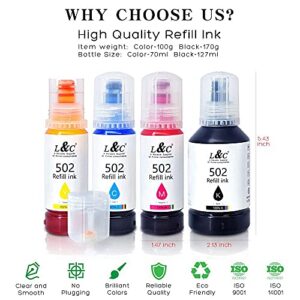 502 Ink Bottles Refill T502 Ink L&C Compatible Refill Ink Bottles Replacement 502 T502 Ink for Epson Printers