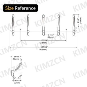 kimzcn Coat Rack Wall Mounted - 5 Tri Hooks, Heavy Duty, Metal Coat Hook Rail for Coat Hat Towel Purse Robes Mudroom Bathroom Entryway (Black)