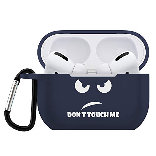 EasyAcc Silicone Funny Case Cover for AirPods Pro 2019, AirPod Pro Case Protective Skin Air Pod Pro Cute Accessories with Keychain Dark Blue