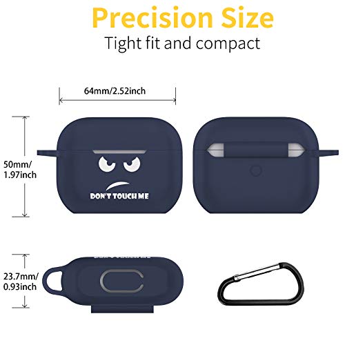 EasyAcc Silicone Funny Case Cover for AirPods Pro 2019, AirPod Pro Case Protective Skin Air Pod Pro Cute Accessories with Keychain Dark Blue