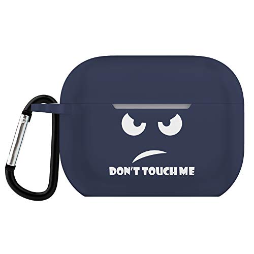 EasyAcc Silicone Funny Case Cover for AirPods Pro 2019, AirPod Pro Case Protective Skin Air Pod Pro Cute Accessories with Keychain Dark Blue