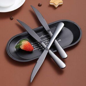 Black Steak Knife Set, Kyrtaon Black Serrated Knife, Titanium Black Plating Stainless Steel Sharp Knives Set, Dinner Knifes Set of 4, Dishwasher Safe Sturdy And Easy To Clean