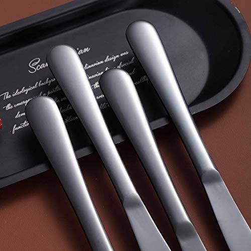 Black Steak Knife Set, Kyrtaon Black Serrated Knife, Titanium Black Plating Stainless Steel Sharp Knives Set, Dinner Knifes Set of 4, Dishwasher Safe Sturdy And Easy To Clean