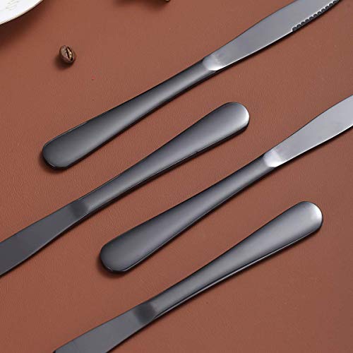 Black Steak Knife Set, Kyrtaon Black Serrated Knife, Titanium Black Plating Stainless Steel Sharp Knives Set, Dinner Knifes Set of 8, Dishwasher Safe Sturdy And Easy To Clean