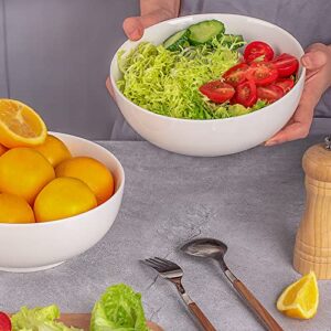 DELLING 60 Oz Large Serving Bowls Set, 8" White Soup Bowls Big Salad Bowls for Kitchen, Ceramic Mixing Bowls For Pasta, Soup, Fruit Vegetable, Ramen, Microwave & Dishwasher Safe, 3 Pack