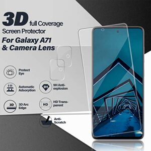 Galaxy A71 Screen Protector + Camera Lens Protectors by BIGFACE, [2 + 2 Pack] Premium HD Clear Tempered Glass, Case Friendly, 9H Hardness, 3D Touch Accuracy, Anti-Bubble Film for Samsung Galaxy A71