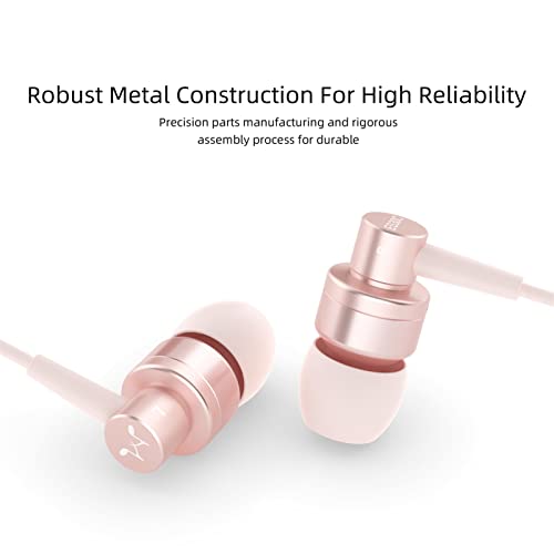 SoundMAGIC ES30C Wired Earbuds with Microphone Noise Isolating in Ear Headphones HiFi Sound Earphones Comfortable Fit Pink