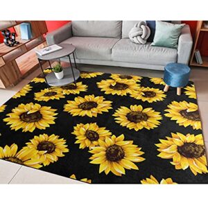 alaza yellow sunflower floral non slip area rug 5' x 7' for living dinning room bedroom kitchen hallway office modern home decorative