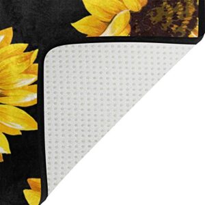 ALAZA Yellow Sunflower Floral Non Slip Area Rug 5' x 7' for Living Dinning Room Bedroom Kitchen Hallway Office Modern Home Decorative