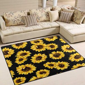 ALAZA Yellow Sunflower Floral Non Slip Area Rug 5' x 7' for Living Dinning Room Bedroom Kitchen Hallway Office Modern Home Decorative