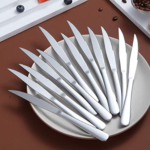 Steak Knife Set, Kyrtaon Serrated Knife, Stainless Steel Sharp Knives Set, Dinner Knifes Set of 8, Dishwasher Safe Sturdy And Easy To Clean