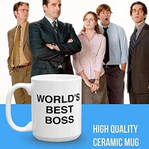 Deoqash Worlds Best Boss Mug, The Office- Best Boss Ever Mug Dunder Mifflin Ceramic Mug 11 oz, Gift for Boss Coworkers or Friends