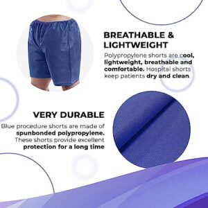AMZ Medical Supply Disposable Boxer Shorts Unisize. Pack of 10 Dark Blue Disposable Shorts Medical with Elastic Waist, No Pockets. Breathable PP Disposable Exam Shorts Medical for Massage, Hospital