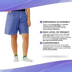 AMZ Medical Supply Disposable Boxer Shorts Unisize. Pack of 10 Dark Blue Disposable Shorts Medical with Elastic Waist, No Pockets. Breathable PP Disposable Exam Shorts Medical for Massage, Hospital