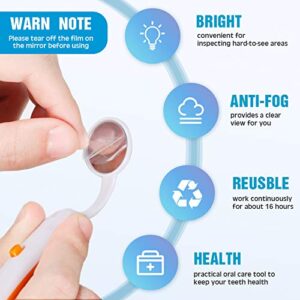 3 Pieces Dental Mouth Mirror with Light Oral Mirror LED Teeth Inspection Mirror Anti-Fog Teeth Mouth Inspection Mirror Curve Angle Oral Care Tools Dentist Home Use Tools