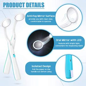 3 Pieces Dental Mouth Mirror with Light Oral Mirror LED Teeth Inspection Mirror Anti-Fog Teeth Mouth Inspection Mirror Curve Angle Oral Care Tools Dentist Home Use Tools