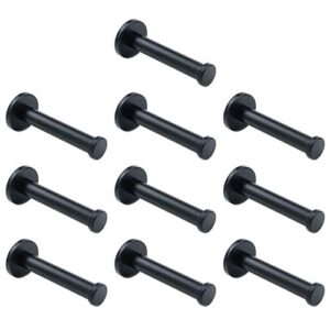 semetall wall mount robe hooks 10 pack brushed stainless steel bath towel robe hooks heavy duty bath towel wall hook coat hook for bedroom/bathroom/living room(black,4" total length)