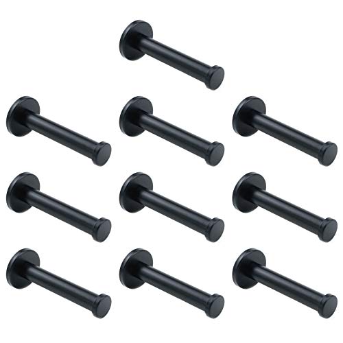 Semetall Wall Mount Robe Hooks 10 Pack Brushed Stainless Steel Bath Towel Robe Hooks Heavy Duty Bath Towel Wall Hook Coat Hook for Bedroom/Bathroom/Living Room(Black,4" Total Length)