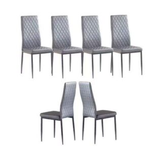 ianiya dining chair modern minimalist fireproof leather sprayed metal pipe diamond grid pattern restaurant home conference chair set of 6 gray