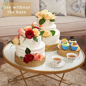 weharnar Gold Cake Stand Set - 3 Pcs Metal Cupcake Holders for Dessert Table Round Gorgeous Dessert Display Stands Trays Set for Christmas, Wedding, Birthday, Bridal & Baby Shower, Tea Party