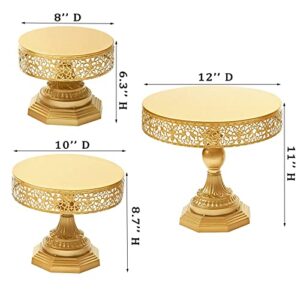 weharnar Gold Cake Stand Set - 3 Pcs Metal Cupcake Holders for Dessert Table Round Gorgeous Dessert Display Stands Trays Set for Christmas, Wedding, Birthday, Bridal & Baby Shower, Tea Party