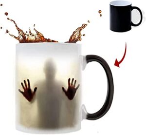 aigori halloween coffee mug (11 oz), heat sensitive color changing zombie ceramic horror mug, gift for men women halloween christmas birthday mother father friends（1pc）
