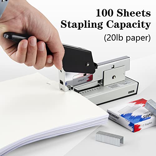 IMLIKE Heavy Duty Stapler with 2000 Staples: 100 Sheets High Capacity Office Stapler, Manual Big Stapler, Metal Large Stapler for Paper Binding, Include 23/8 & 23/13 Staples Each 1000PCS